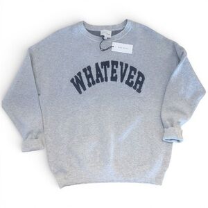 NWT Pink Rose Whatever Sweater, Women’s Large, Grey, Preppy Streetwear Statement